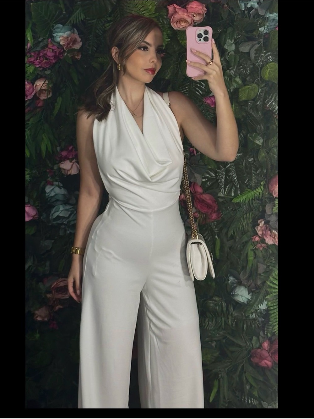 Zara White Sleeveless Cowl-Neck Wide-Leg Jumpsuit - Picture 4 of 14